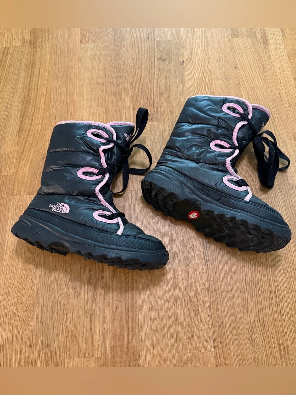 The North Face Kids 3 Black Quilted Lace Up Winter Boots